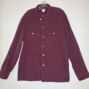 J. Crew Men's Corduroy Burgundy Casual Button Down Long‎ Sleeve Shirt Size XL